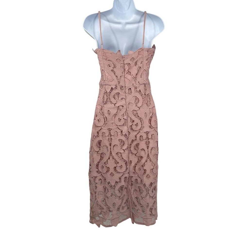 Bardot Revolve Lina Lace Midi Dress Sheath Sleeveless Pink Rose Size 10 Large - Picture 5 of 15